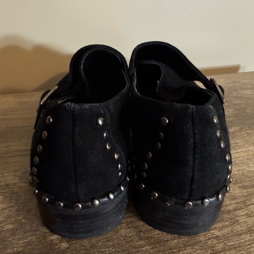 Adrianna Papell Black Suede Studded Shoes Women’s Size 8.5 Studs & Buckle Detail - Picture 6 of 12